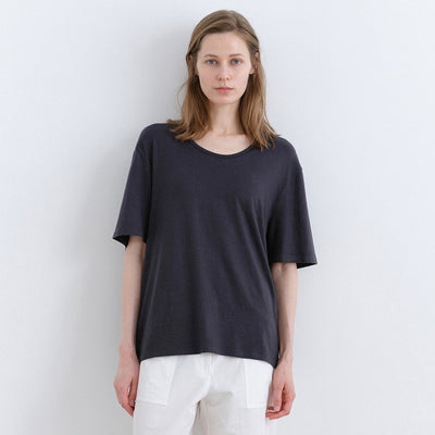 [2nd] Tencel U-Neck Top - Charcoal