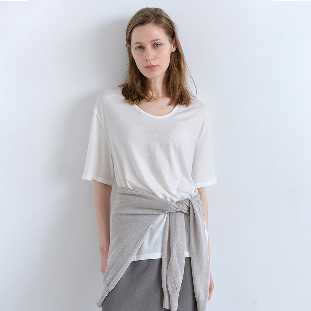 CHE [2nd] Tencel U-Neck Top - Ivory