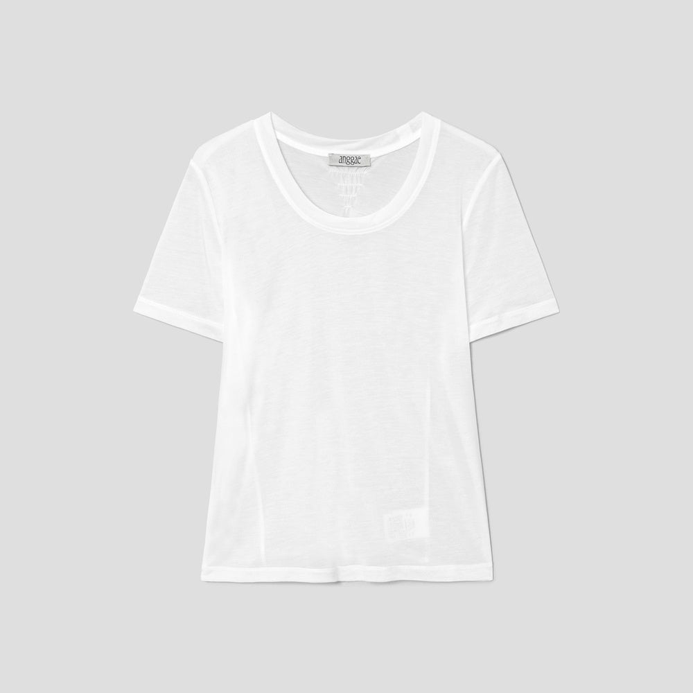 ANGGAE Scoop Neck Short Sleeve TShirt White (AG6742B021)