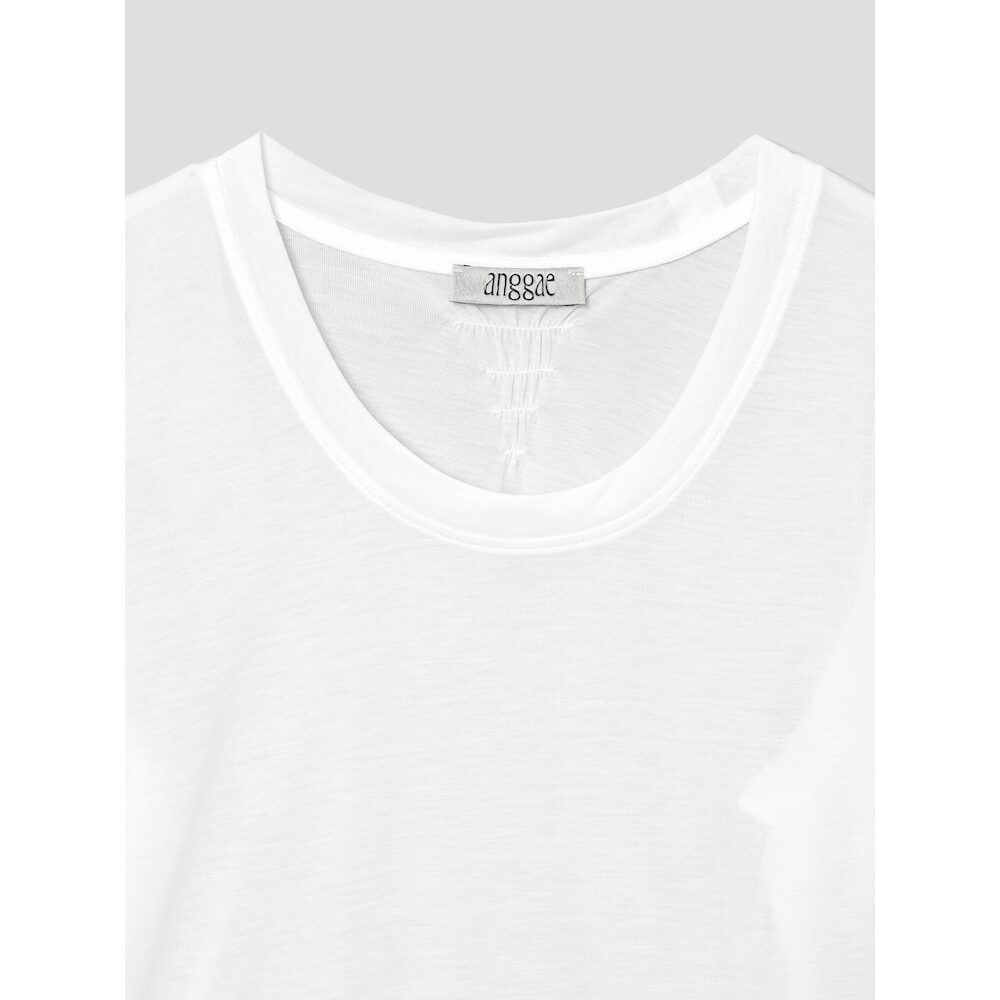 ANGGAE Scoop Neck Short Sleeve TShirt White (AG6742B021)