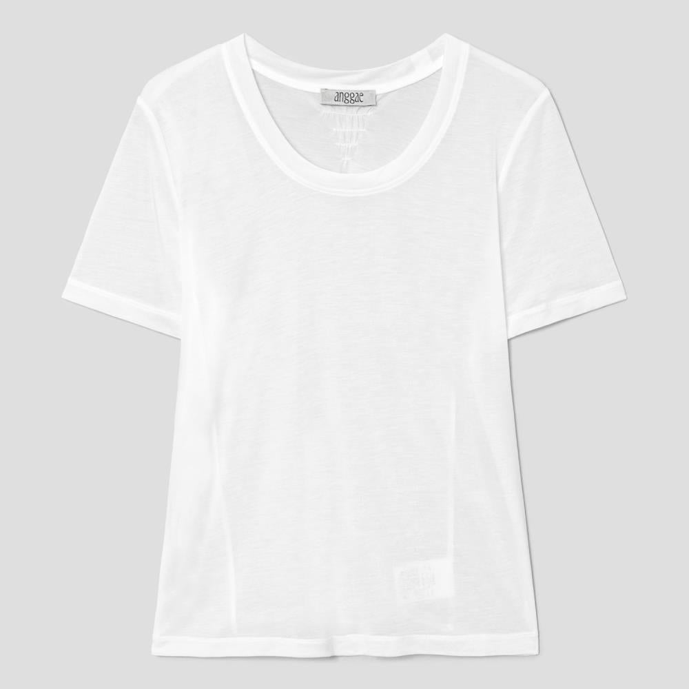 ANGGAE Scoop Neck Short Sleeve TShirt White (AG6742B021)
