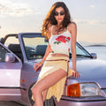 TOOMUCHTAX rose sleeveless top yellow