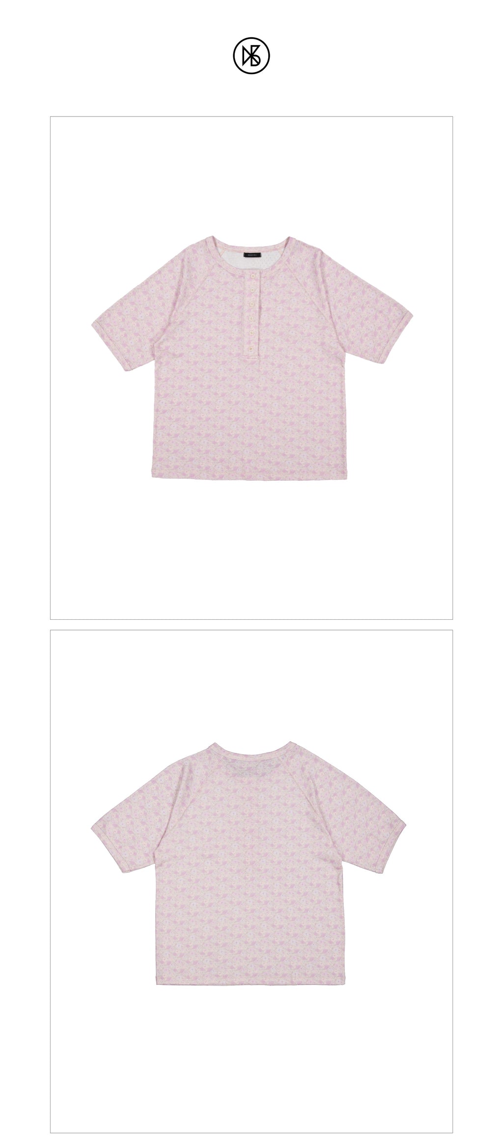 KOOKEESEE Baby Flower Henley Neck Tee