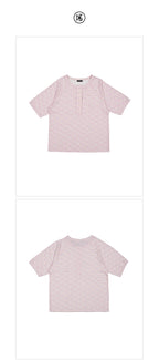 KOOKEESEE Baby Flower Henley Neck Tee