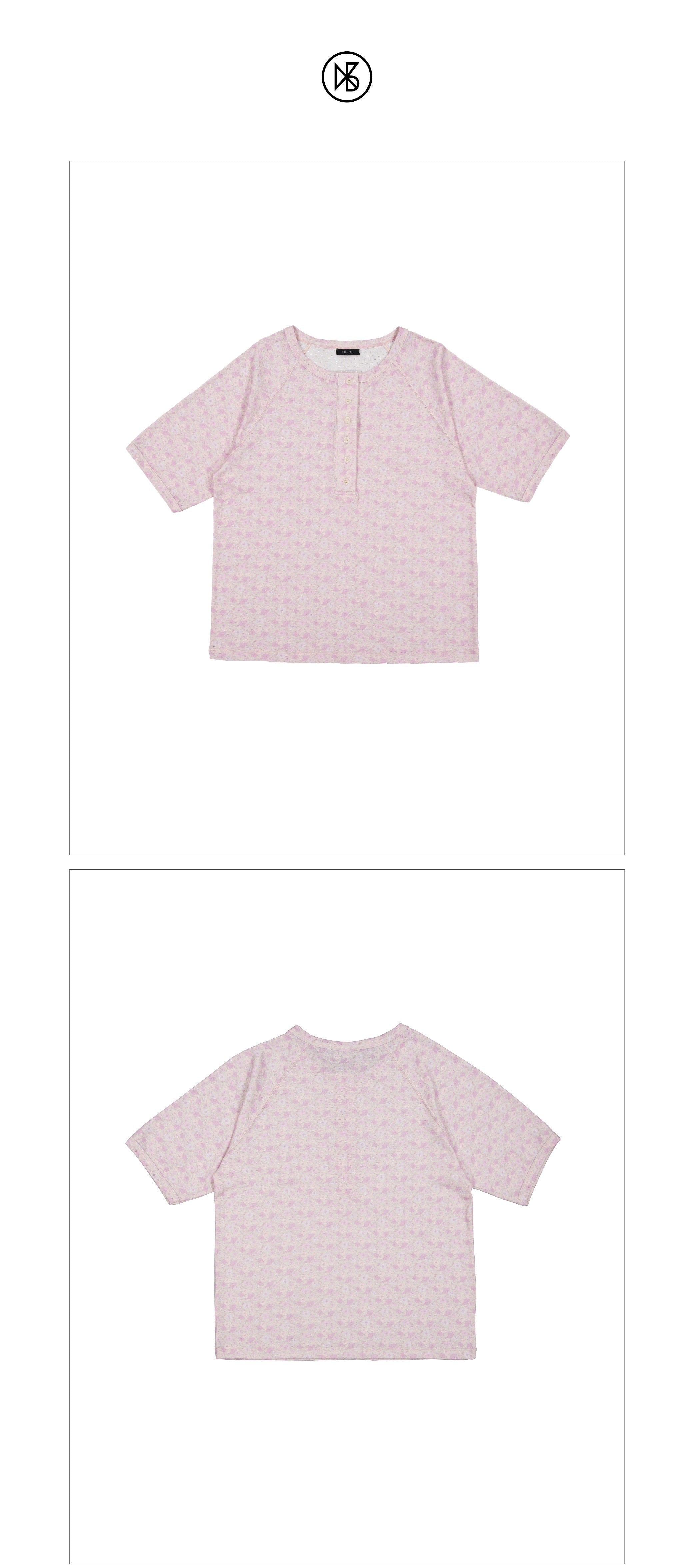 KOOKEESEE Baby Flower Henley Neck Tee