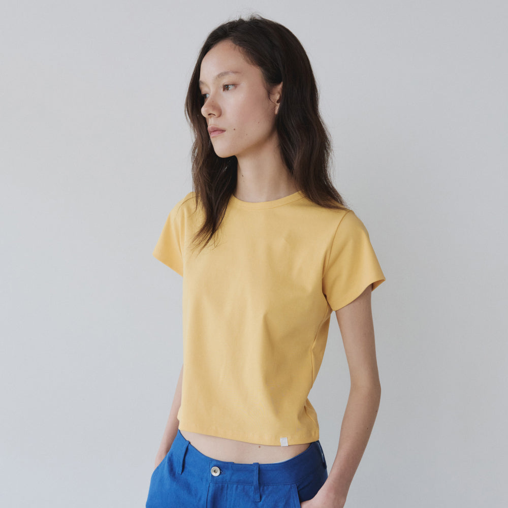 YEARNING ESSENTIAL RIB SLIM TEE, YELLOW