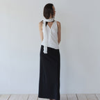 YEARNING CURVED BUTTON SLEEVELESS TOP, IVORY