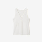 YEARNING CURVED BUTTON SLEEVELESS TOP, IVORY
