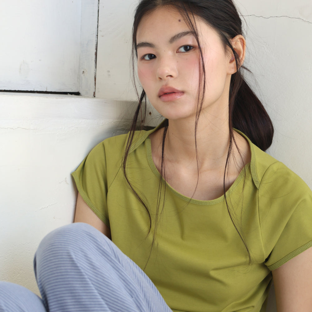 POEV Solid Boat-neck T-Shirt - Olive Green