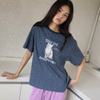 POEV Joy Cat T-Shirt - Navy Flower