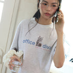POEV Office Diva Cat T-Shirt - White Melange