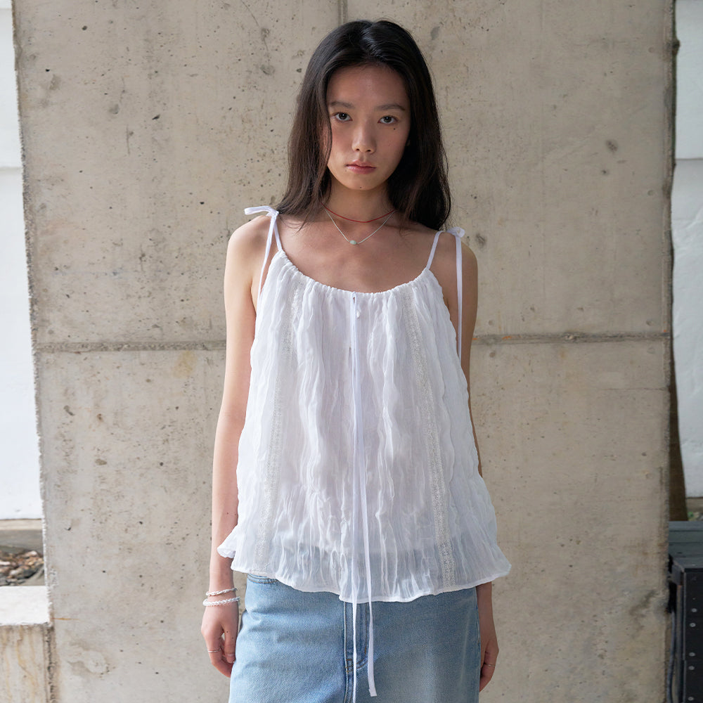 MORCEAU par MORCEAU [RE-ORDER] Wrinkled Lace Blouse_IVORY