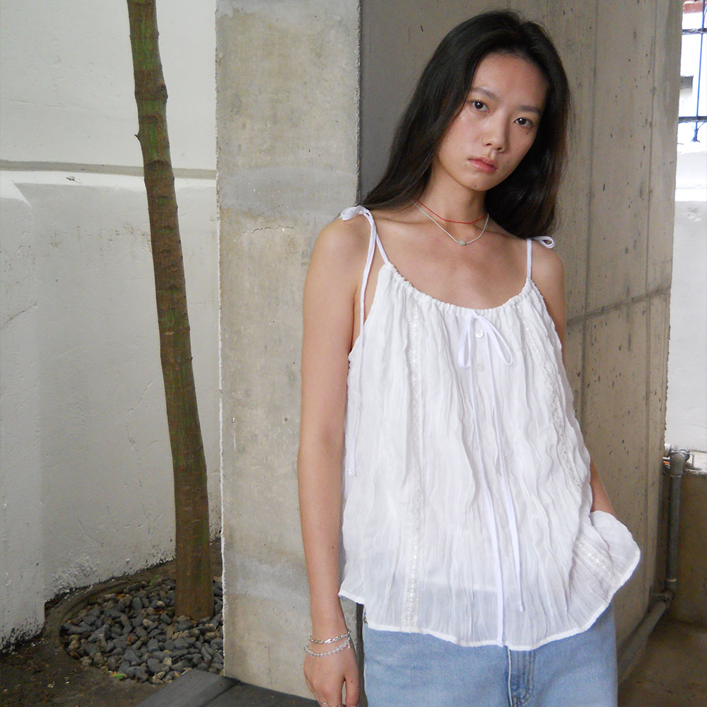 MORCEAU par MORCEAU [RE-ORDER] Wrinkled Lace Blouse_IVORY