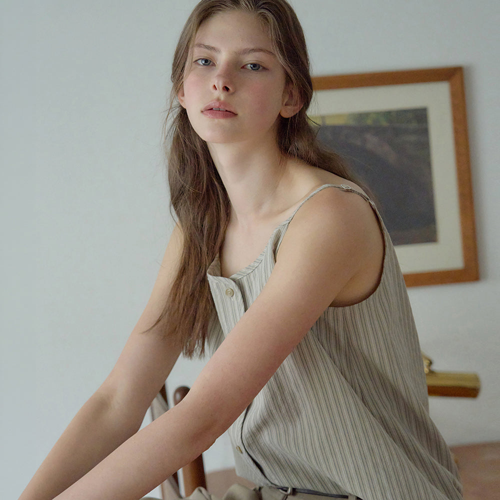 NILBY P [Jeongmin, Yeeun PICK] Two-way banding sleeveless vest Beige/ST [N6MBL05]