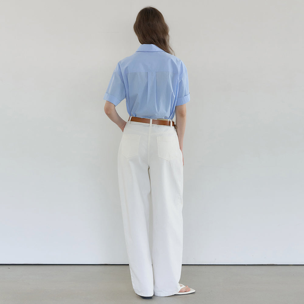 NILBY P Summer classic hidden shirt Blue [N6MBL01]