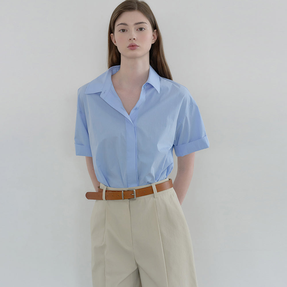NILBY P Summer classic hidden shirt Blue [N6MBL01]