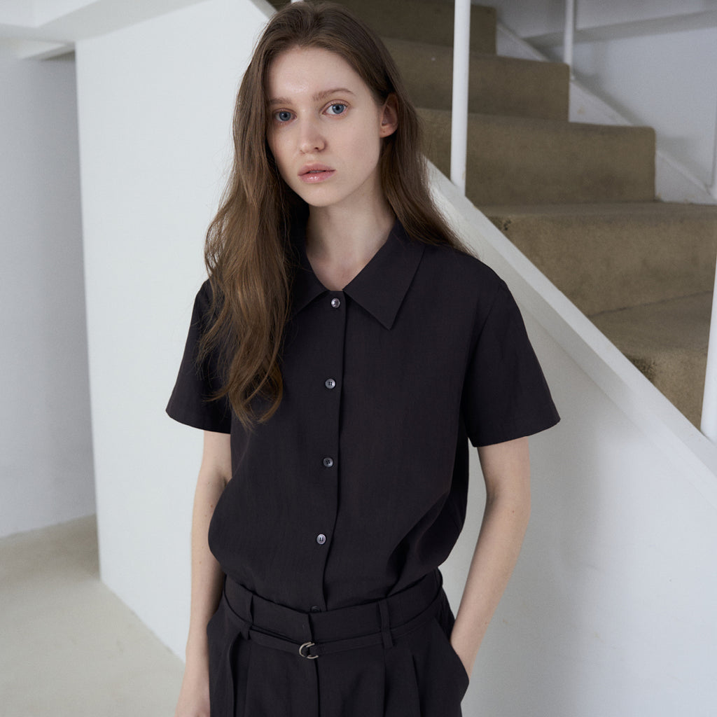 Fromwhere Short sleeve collar shirt D/Charcoal