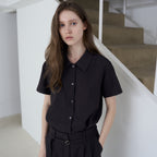 Fromwhere Short sleeve collar shirt D/Charcoal