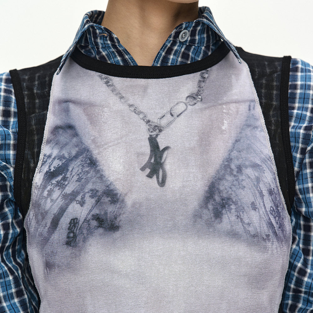 ADSB ANDERSSON BELL WET-PRINTED SLEEVELESS T- SHIRT atb1555w(WHITE/BLACK)