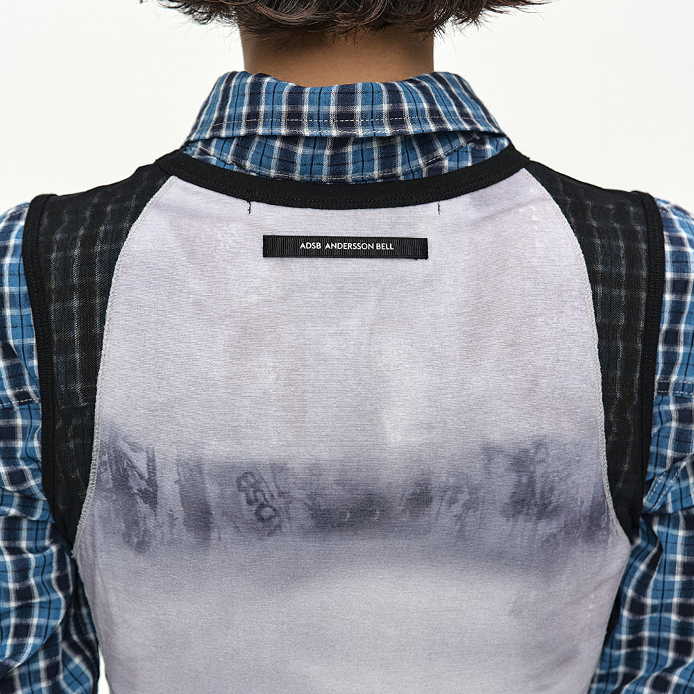 ADSB ANDERSSON BELL WET-PRINTED SLEEVELESS T- SHIRT atb1555w(WHITE/BLACK)