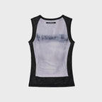 ADSB ANDERSSON BELL WET-PRINTED SLEEVELESS T- SHIRT atb1555w(WHITE/BLACK)