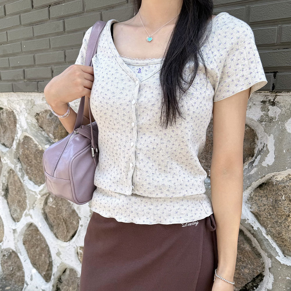 DEWL [Duelling] Mini Garden Vintage tank top cardigan set GR_D262MSM148