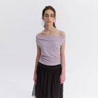 LO61 Tile Cowl Neck Top in Purple Ash