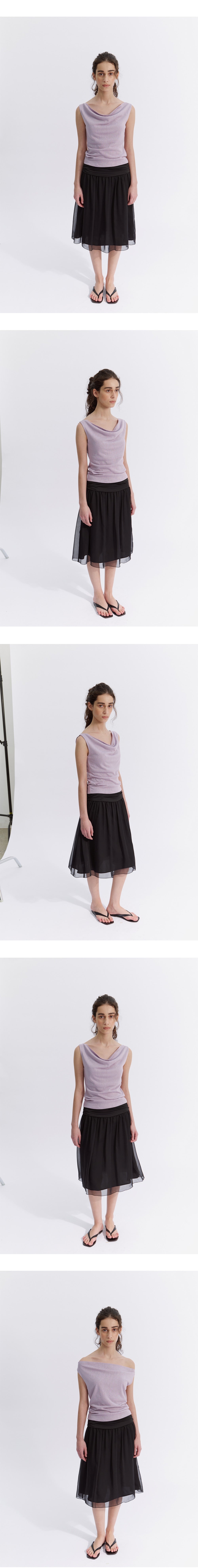 LO61 Tile Cowl Neck Top in Purple Ash