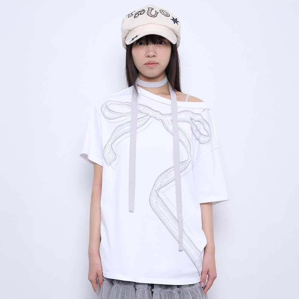 TUOMIO DAMAGED T-SHIRTS [WHITE]