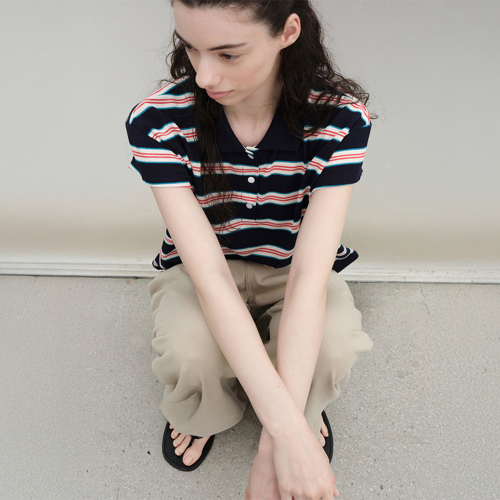 LEVAR Stripe PK T-shirt - Classic Navy Stripe