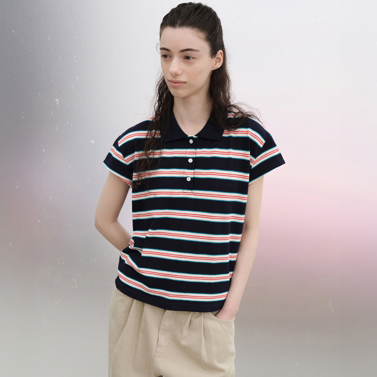 LEVAR Stripe PK T-shirt - Classic Navy Stripe