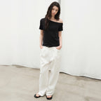LEVAR Unbalanced Off-shoulder T-shirt - Black