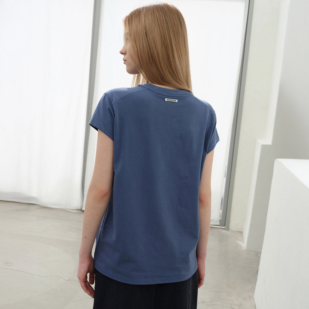 LEVAR Boyfit Cap Sleeve T-shirt - Teal Blue