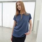 LEVAR Boyfit Cap Sleeve T-shirt - Teal Blue