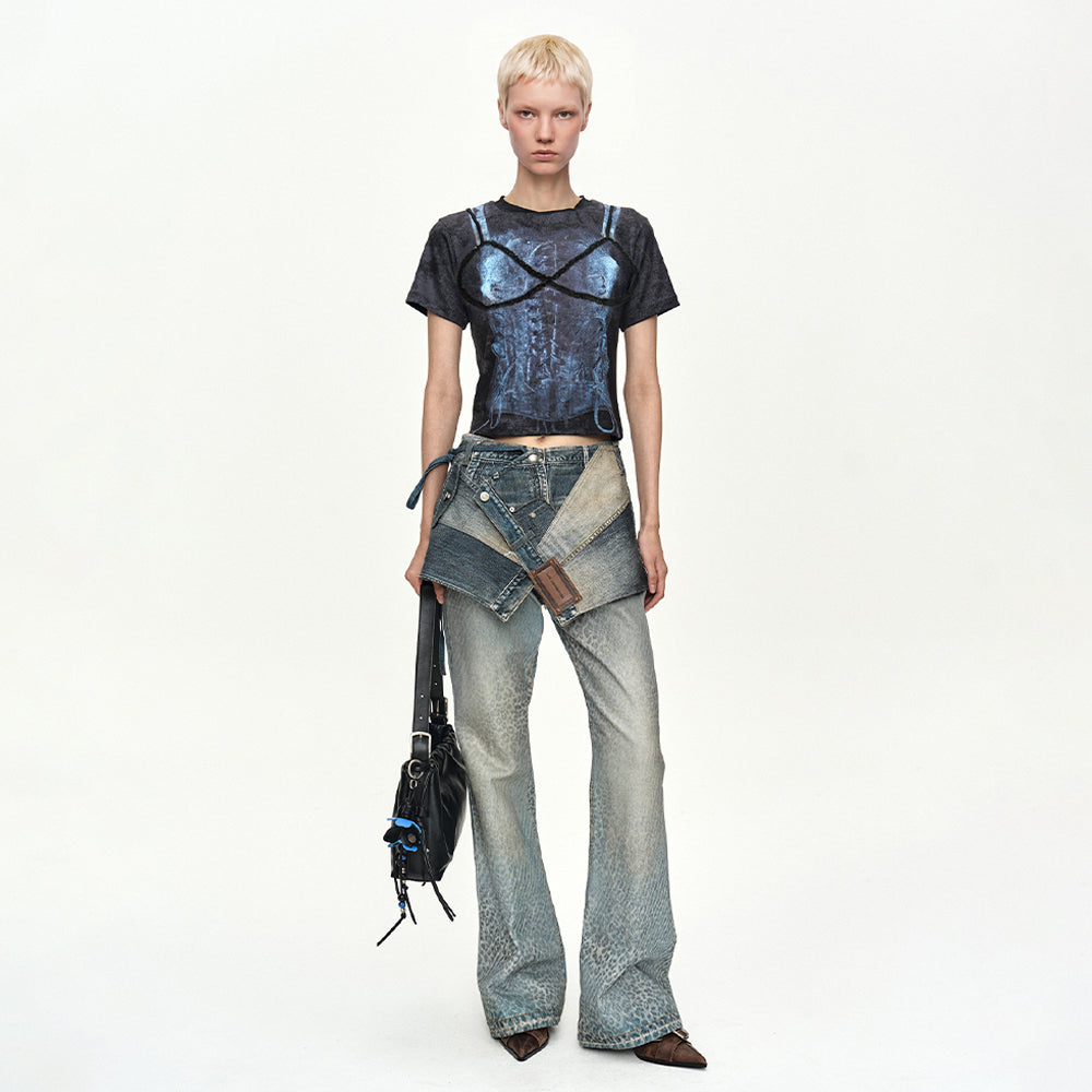 ADSB ANDERSSON BELL LINGERIE TROMPE-LOEIL GRAPHIC T-SHIRT atb1572w(CHARCOAL)
