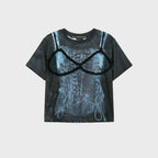 ADSB ANDERSSON BELL LINGERIE TROMPE-LOEIL GRAPHIC T-SHIRT atb1572w(CHARCOAL)