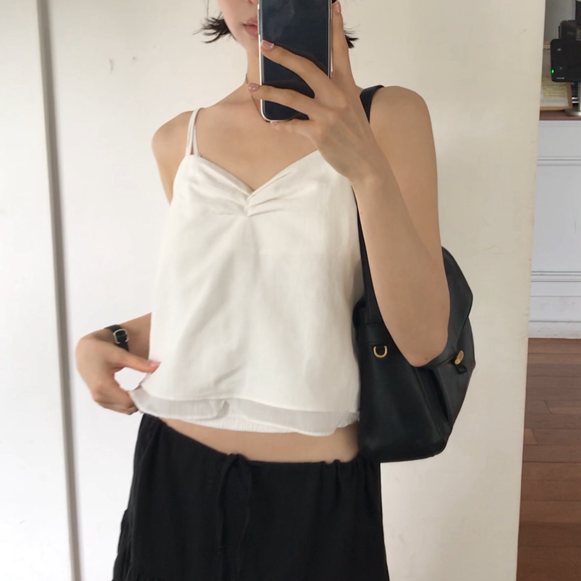 SLIE Linen Layered Camisole_white