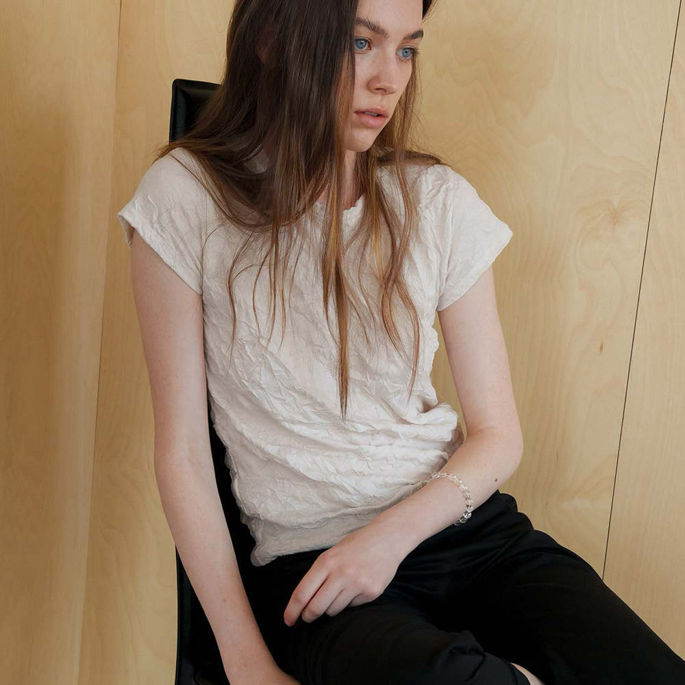 SEUREOUM Fade Wrinkle T-shirt_Cream Beige
