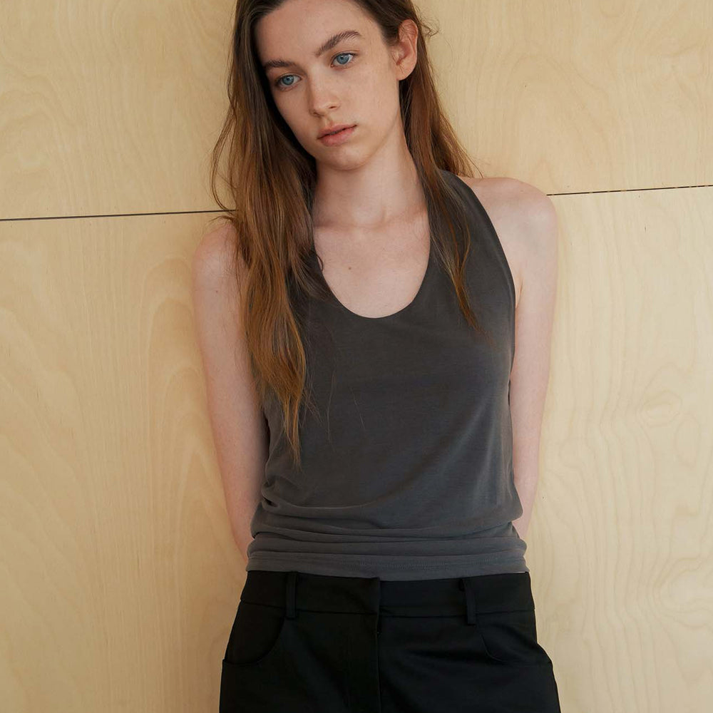 SEUREOUM Skin Halter Top_Charcoal