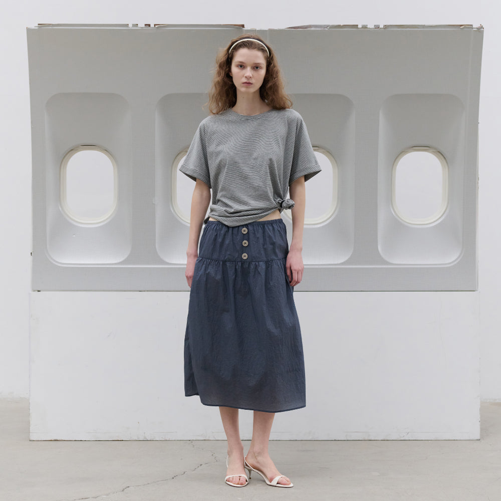TOAVE Roll-Up Stripe T-Shirt (Melange gray)