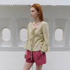 TOAVE Antique Square Neck Ruffle Blouse (Mogwa)