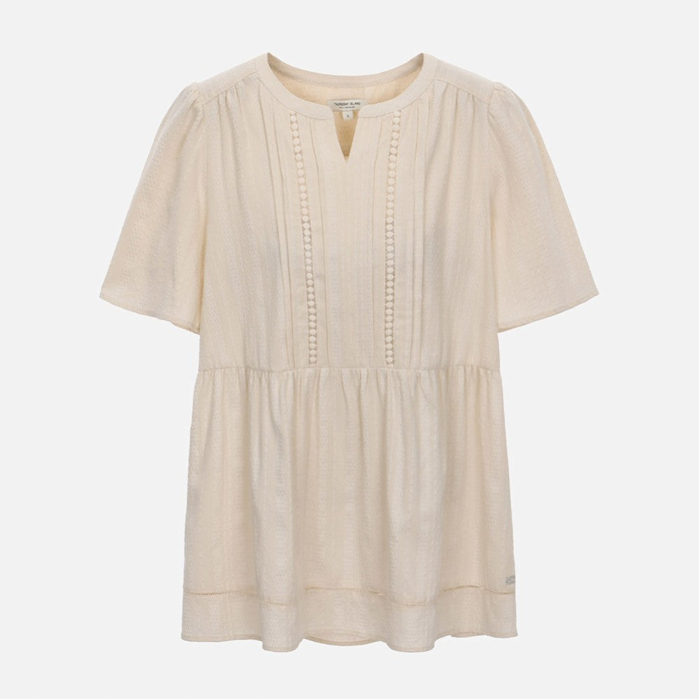 THURSDAY ISLAND Solid jacquard long blouse_T254ABL282W