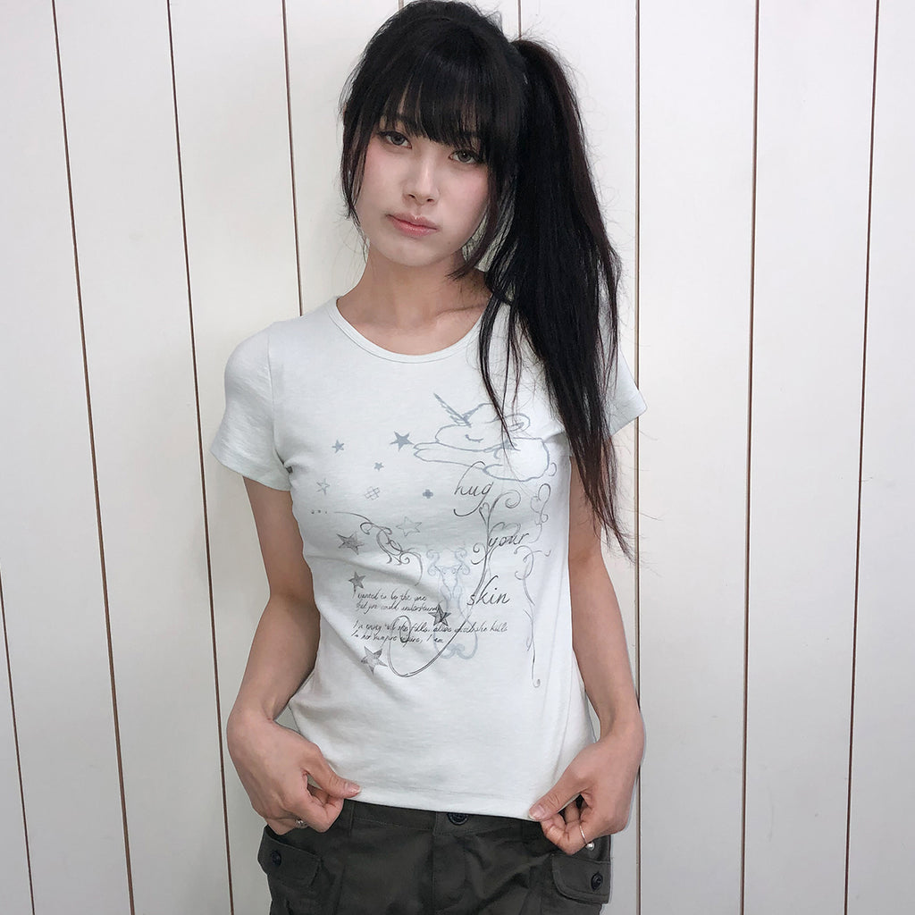HUGYOURSKIN Unicorn drawing T (Blue)