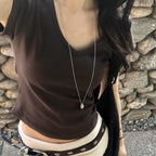 CURETTY C 90S LINE V-NECK HALF-SLEEVE T-SHIRT_BROWN
