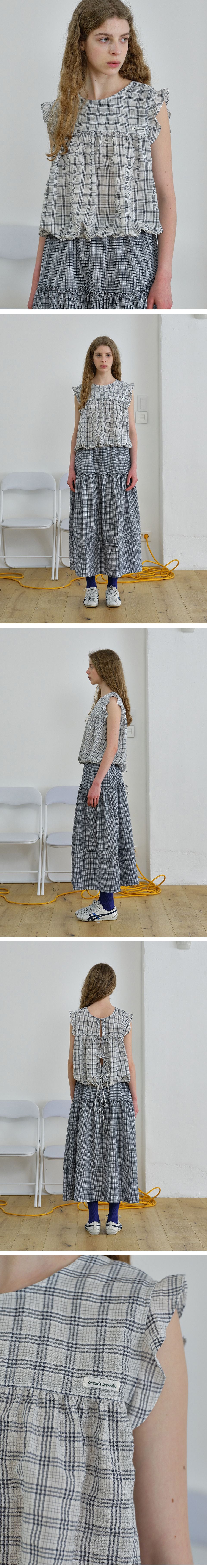 BRENDA BRENDEN SEOUL two way string blouse - check