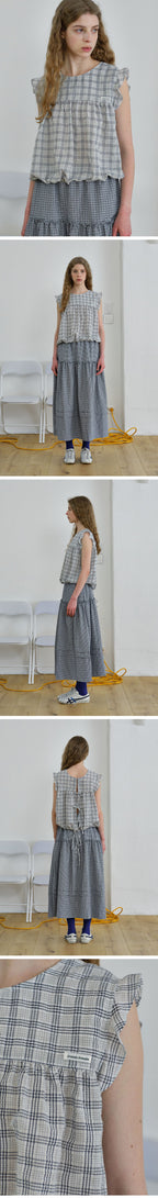 BRENDA BRENDEN SEOUL two way string blouse - check