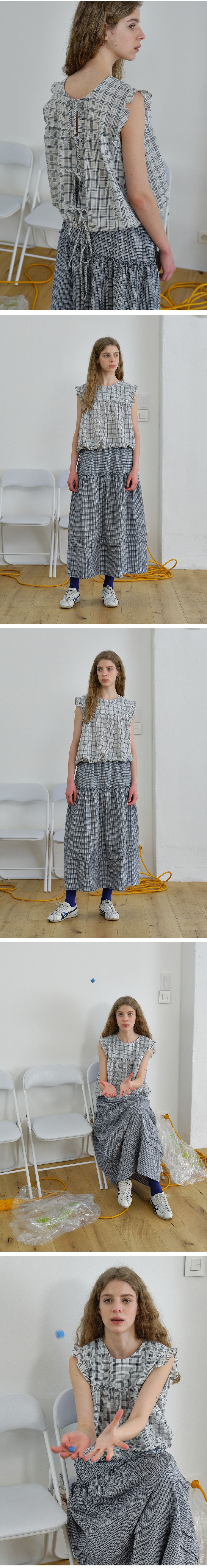 BRENDA BRENDEN SEOUL two way string blouse - check