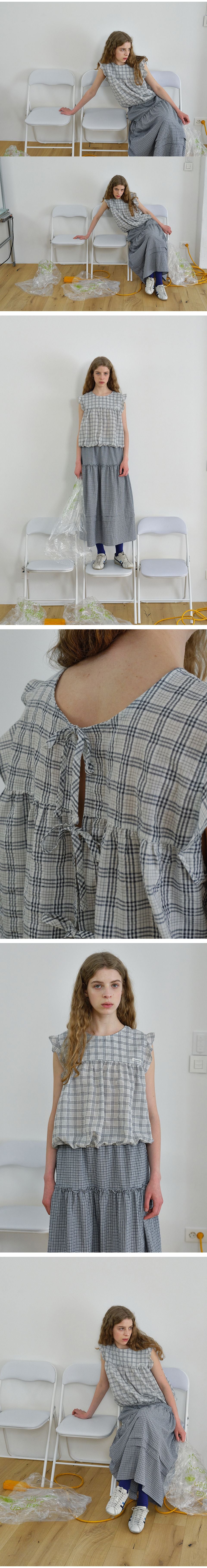 BRENDA BRENDEN SEOUL two way string blouse - check