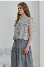 BRENDA BRENDEN SEOUL two way string blouse - check