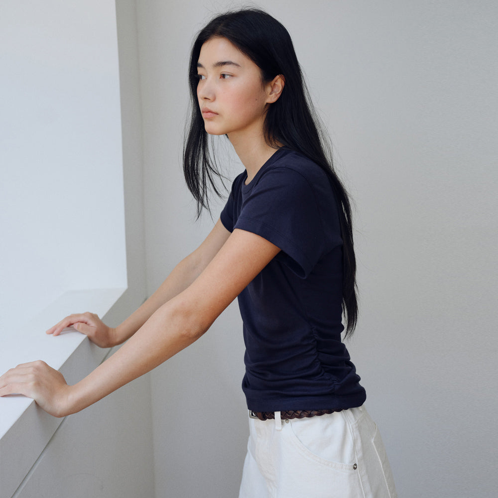 URAGO Tencel shirring half t-shirt_3colors